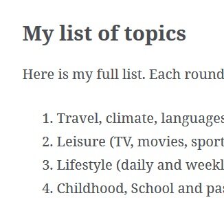 My order of A2-B1 conversation topics